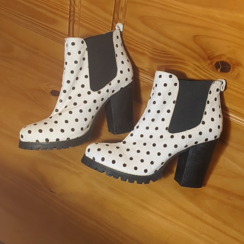 Faux Calf Hair Polkadot Ankle Booties 🖤